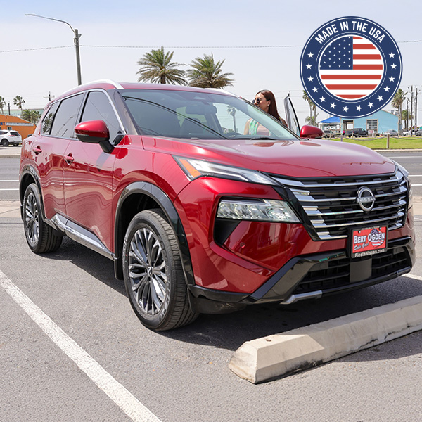 Side view of a new Nissan | Made in the USA logo