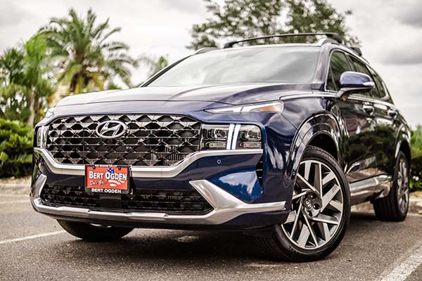Close up of a blue hyundai