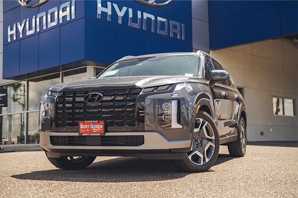 Gray Hyundai parked outside dealership