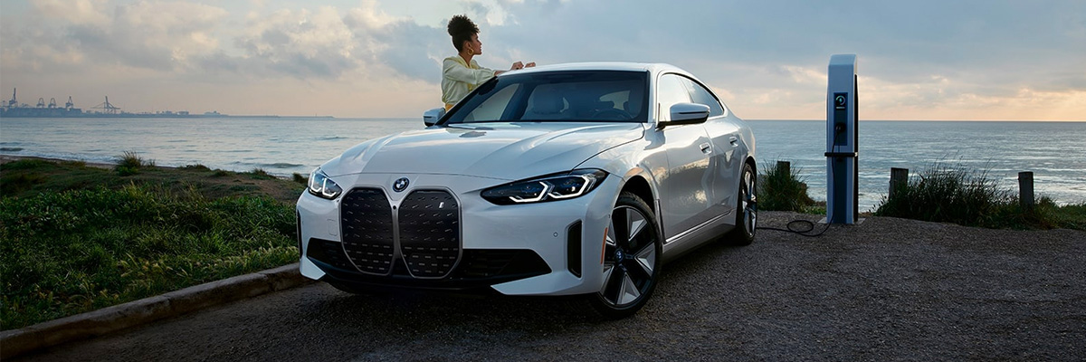 2022 BMW i4 charging at coastal station