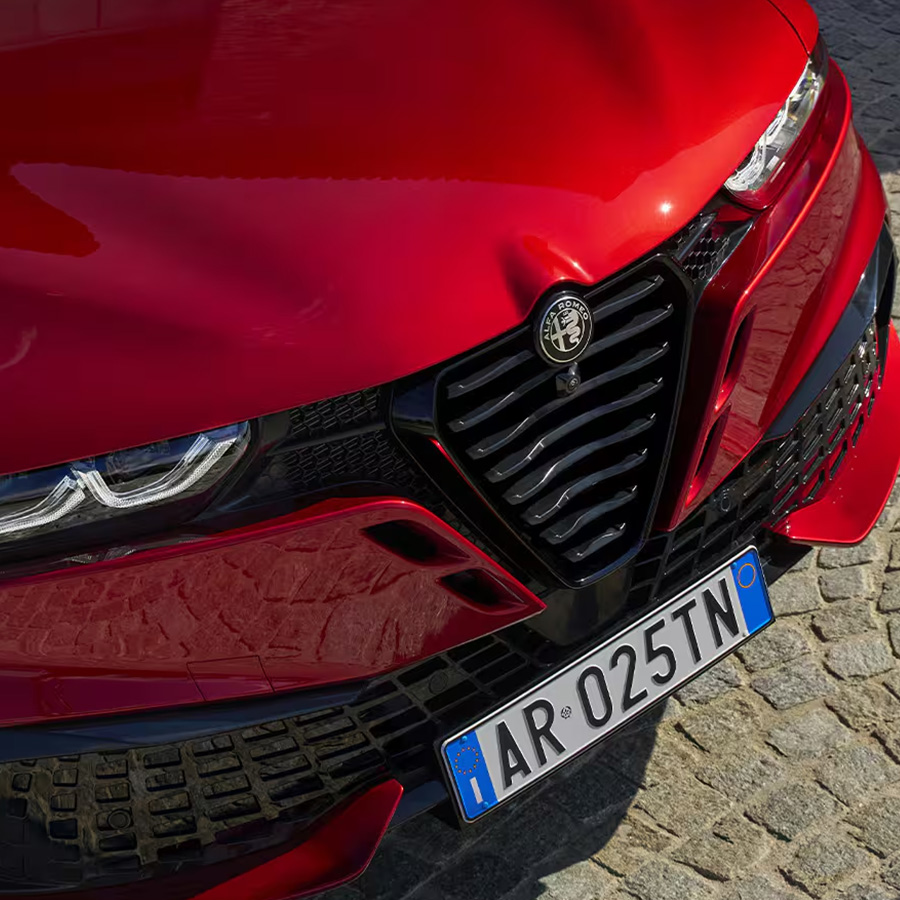 Close up headlight view of the Alfa Romeo Tonale