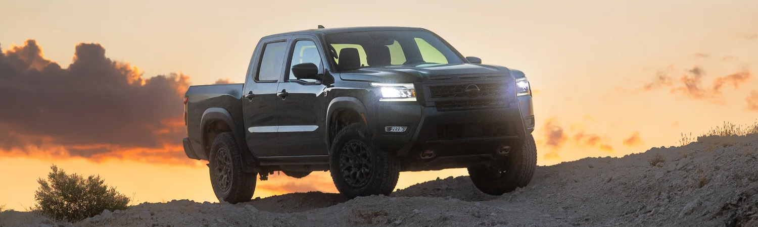 Nissan Frontier front in the sunset