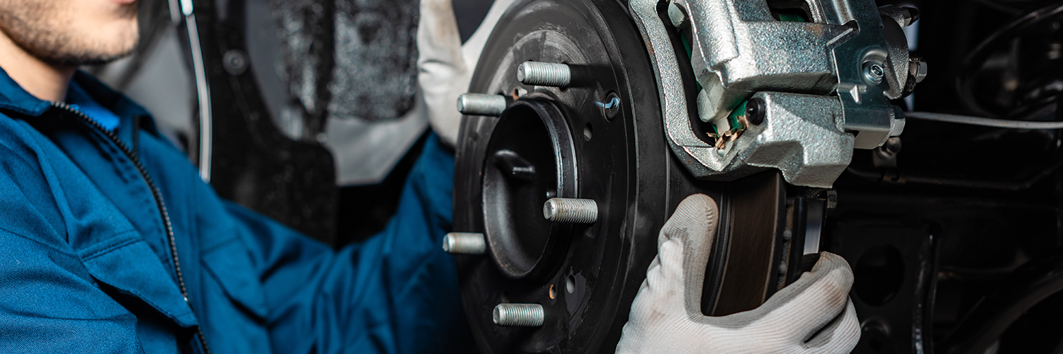 Up close shot of brakes being serviced