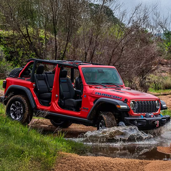 Lifted jeep in motion