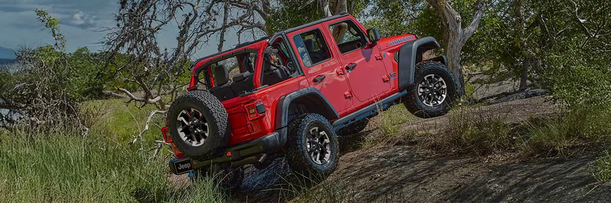 Lifted jeep in motion