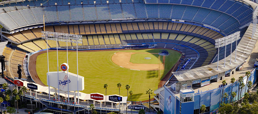 Dodgers Stadium in Los Angeles aerial view