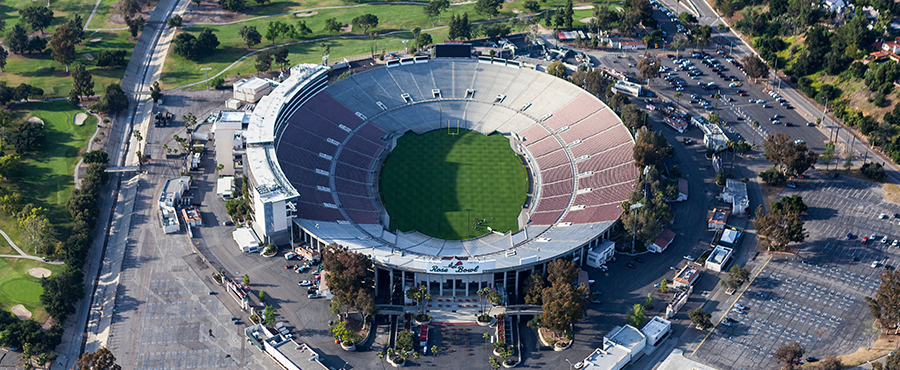 Aerial view of the famous Rose Bowl Stadium