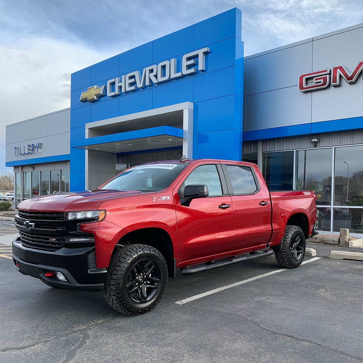 Chevy Truck in front of the dealership