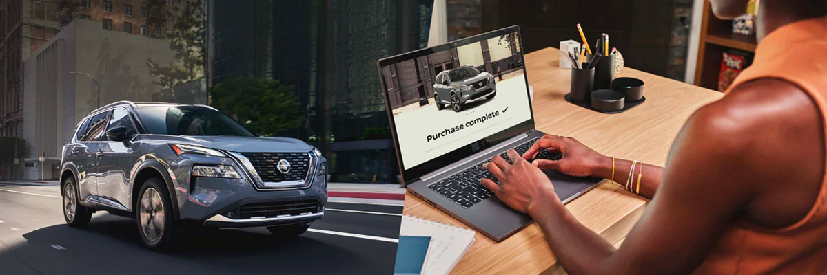 Nissan At Home online car shopping program graphic.